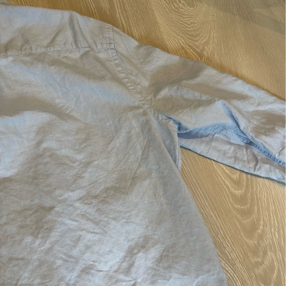 Zara Men’s Linen Button Down Shirt, Light Blue size Large - Picture 12 of 13